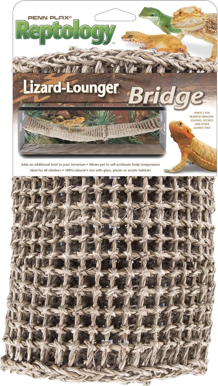 PENN-PLAX Reptology Lizard Lounger Bridge – 100% Natural Seagrass Fiber – Great for Bearded Dragons, Anoles, Geckos, and Other Reptiles – Extra-Extra Large