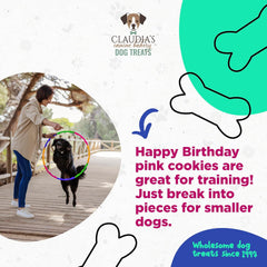 Claudia's Canine Bakery Pink Happy Birthday Dog Cookie Clamshell, 7 Ounces, Baked in The USA