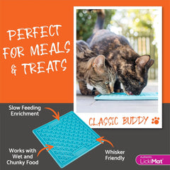 LickiMat Classic Buddy, Cat Slow Feeder Lick Mat, Boredom Anxiety Reducer; Perfect for Food, Treats, Yogurt, or Peanut Butter. Fun Alternative to a Slow Feed Cat Bowl or Dish, Pink