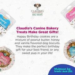 Claudia's Canine Bakery Pink Happy Birthday Dog Cookie Clamshell, 7 Ounces, Baked in The USA