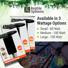 Ceramic Heat Emitter (Che)– Reptile, Amphibian, Mammal & Baby Chick: Heat Basking for Terrariums, Vivariums, Paludariums, Enclosures & Cages