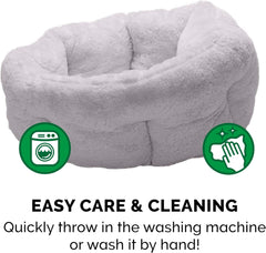 Furhaven 20" Round Self-Warming Pet Bed for Indoor Cats & Small Dogs, 100% Washable, For Pets Up to 20 lbs - Hi Lo Plush Luxe Faux Fur Cuddler - Gray, Small