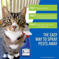 Flea & Tick Spray For Cats, Kills Adult Fleas, Flea Eggs, Flea Larvae, Ticks, Controls Flea Reinfestation For Up To 2 Months, 16 Oz