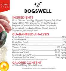 DOGSWELL Hip & Joint Dog Treats 100% Meaty, Grain Free, Glucosamine Chondroitin & Omega 3, Duck Soft Strips 10 oz