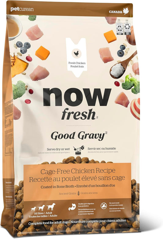 Now Fresh Good Gravy, Bone Broth Coated Kibble, Dry Dog Food, Chicken Adult Recipe with Grains, All Breed Size