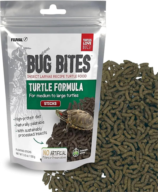 Fluval Bug Bites Turtle Food, Sticks for Medium to Large Sized Turtles, 3.53 oz.