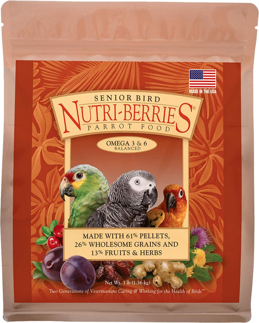 LAFEBER'S Senior Bird Nutri-Berries Pet Bird Food, Made with Non-GMO and Human-Grade Ingredients, 3 lb
