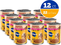 Pedigree Chopped Ground Dinner Adult Canned Soft Wet Dog Food Beef Flavor, 22 oz. Cans EA