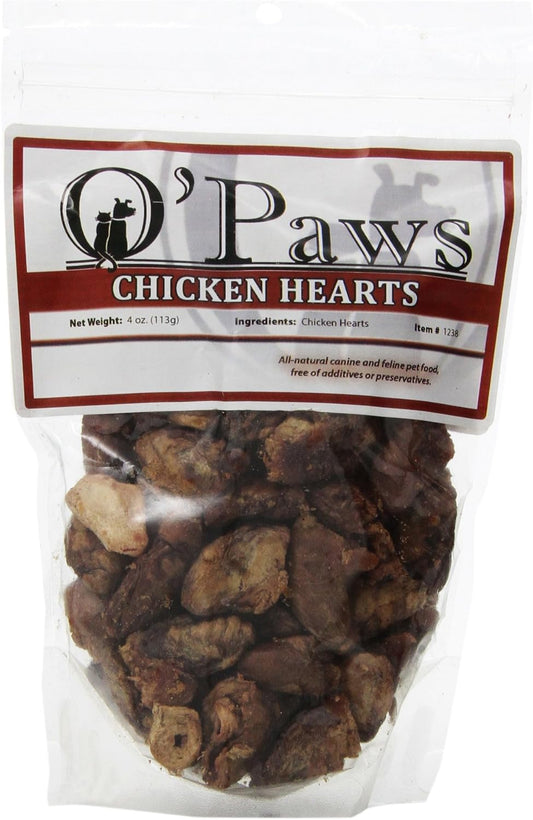 Omas Pride Opaws Freeze Dried Raw Whole Chicken Heart Treats For Dogs/Cats, 4-Ounce