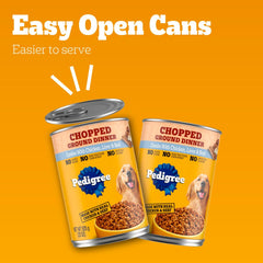 Pedigree Adult Canned Wet Dog Food Chopped Ground Dinner Combo with Chicken, Beef & Liver Flavor, 22 oz. Cans EA