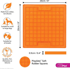 LickiMat Classic Playdate Slow Feeder for Dogs Lick Mat Boredom Anxiety Reducer Perfect for Food Treats Yogurt Liquid Food Peanut Butter Fun Alternative to a Slow Feed Dog Bowl, Orange