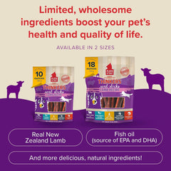 Plato Pet Treats Thinkers - Meat Sticks for Dogs - Limited Ingredient Treats with EPA and DHA to Support Skin, Coat, and Brain - Air-Dried - Lamb