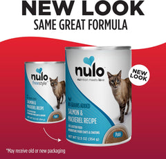 Nulo Salmon & Mackerel Pate Wet Canned Cat Food, 12.5 Ounce (Pack of 12)
