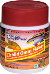 Ocean Nutrition Fish Food - Cichlid Fish Food, High Protein Fish Flakes, Tropical Fish Flakes, Ideal Cichlid Food for Angelfish, Kribensis, Ram Cichlids and More, Made in The USA, 1.2 oz (34 g)