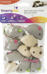 SmartyKat (3 Count) Skitter Critters Catnip Cat Toys - Gray/Cream, 3 Count
