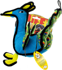 TUFFY - World's Tuffest Soft Dog Toy -Zoo Peacock- Multiple Layers. Made Durable, Strong & Tough. Interactive Play (Tug, Toss & Fetch). Machine Washable & Floats