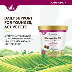 NaturVet Glucosamine DS Level 1 Maintenance, Joint Care Support Supplement for Dogs and Cats, Soft Chews, Made in The USA