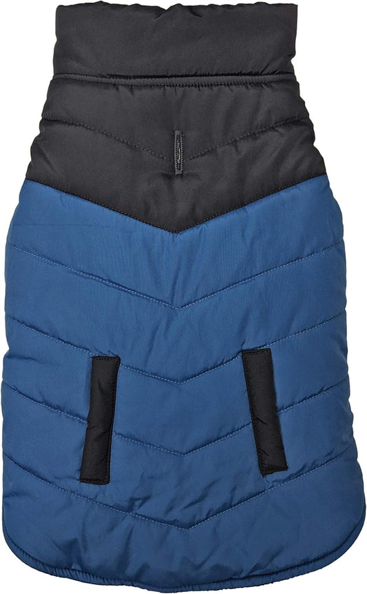 Fashion Pet Color Block Puffer Dog Coat Blue