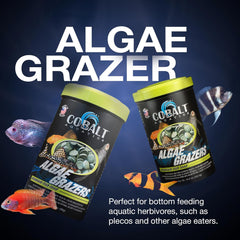 Cobalt Aquatics Algae Grazer Wafers, Nutrient-Rich Sinking Food for Plecos, Shrimp & Bottom Feeders - Supports Health, Digestion & Clear Water