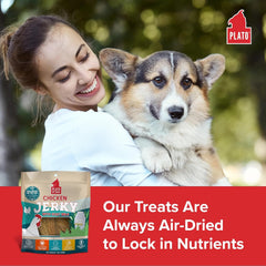 PLATO Pet Treats Dog Treats - Air-Dried Jerky - Delicious, Real Meat - Grain Free - Supports Healthy Digestion - Chicken with Goat Milk
