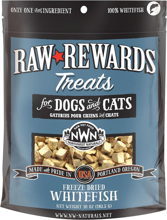Northwest Naturals Raw Rewards Freeze-Dried Whitefish Treats for Dogs and Cats - Bite-Sized Pieces - Healthy, 1 Ingredient, Human Grade Pet Food, All Natural, Proudly Made in USA