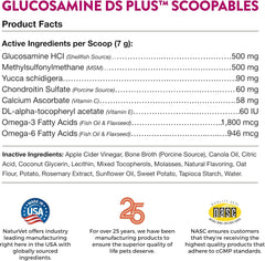 NaturVet Scoopables Dog Joint Supplement - Glucosamine DS Plus Level 2 Moderate Hip & Joint Care for Dogs w/Chondroitin & MSM - Hickory Smoked Bacon Flavored Pet Health Supplements