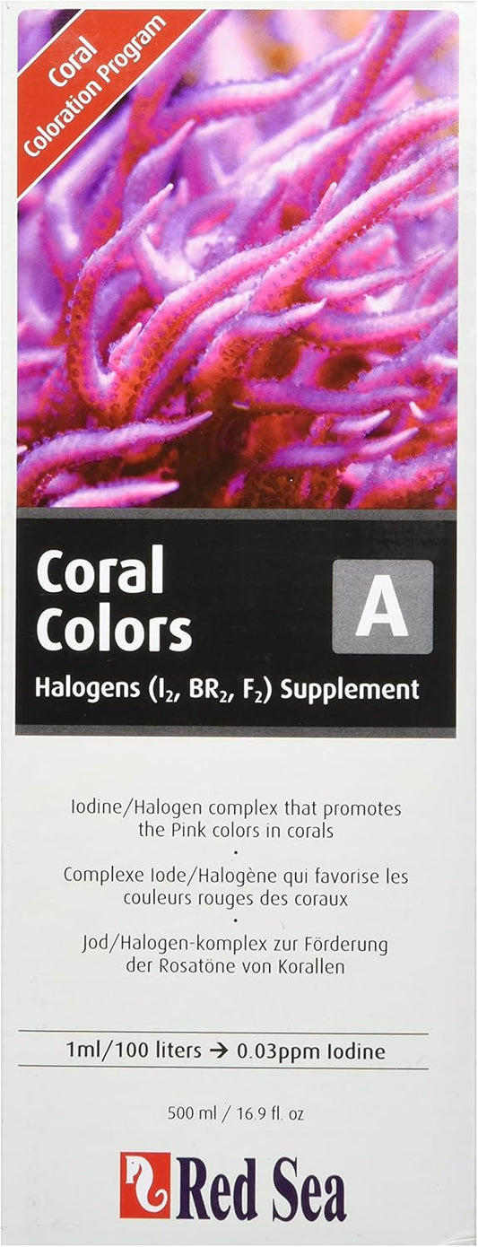 Red Sea Reef Colors A Supplement 500ml – Iodine, Bromine & Fluorine Trace Elements for Enhanced Pink Coral Coloration & Reef Aquarium Health