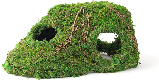 Galápagos Mossy Sapa Corner Hide - The Perfect Reptile Hide for Security and Comfort - A Natural and Secure Hide for Reptiles, Amphibians, and Invertebrates, L10” x W5.5” x H4.5”