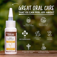 TropiClean Enticers Cat Teeth Cleaning Treat Gel | Honey Chicken Flavored Cat Toothpaste Alternative |
