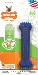 Nylabone Textured Dental Bone Flexi Chew Toy for Dogs, Dog Toys for Moderate Chewers, Chicken Flavor