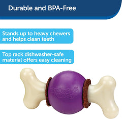 PetSafe Busy Buddy Bouncy Bone Dog Toy - Treat-Holding Toys for Dogs- Scented for Enhanced Sensory Stimulation- Rigorously Tested Ingredients- for Aggressive Chewers- Treat Refills Available - M/L