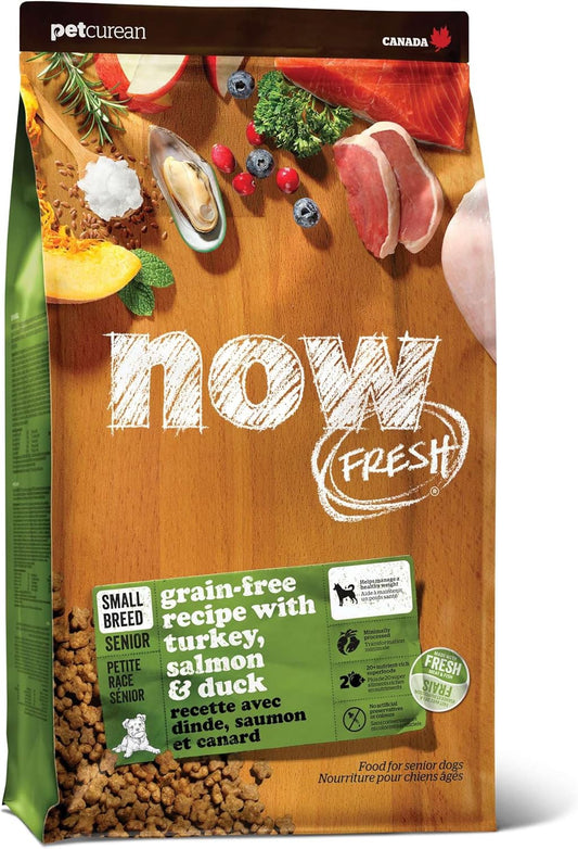 Now Fresh Grain-Free Small Breed Senior Dry Dog Food with Turkey, Salmon & Duck, Premium Kibble Made with Real Meat & Fish, Chicken-Free, Added Glucosamine & Chondroitin for Healthy Joints