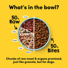 Animals Like Us - RawMix50 Premium Freeze-Dried Raw Grass-Fed Beef Recipe Dog Food, Protein Rich, Includes Kibble, Non-GMO, No Wheat or Corn