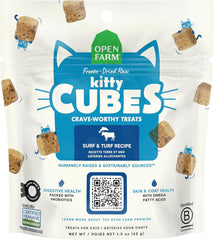 Open Farm, Kitty Cubes, Freeze Dried Raw Cat Treats, Grain-Free, High-Protein Cat Treat with Probiotics, Omega Fatty Acids & Superfoods