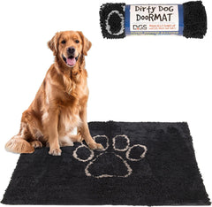 Dog Gone Smart Dirty Dog Doormat - Fast Drying Rug with Super Gripper Backing for Clean Floors - Super Absorbent and Machine Washable Mat for Muddy Paws - Black Hue