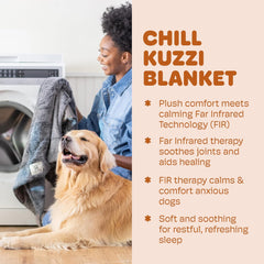 Dog Gone Smart Chilli Kuzzi FIR Blanket - Velvet Velboa and Tipped PV Plush - Ultra-Soft Dog Blanket with Far Infrared Technology - Calms, Relaxes and Heals - Suitable for Every Dog - Grey