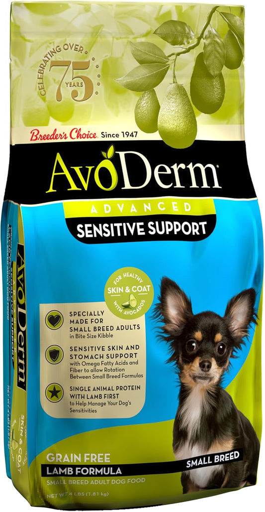 AvoDerm Advanced Sensitive Support Grain-Free for Small Breeds, Sensitivities Lamb Formula, 4lb
