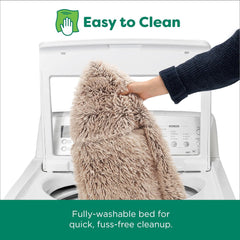 Furhaven 23" Round Calming Donut Dog Bed for Indoor Cats & Small Dogs, Washable, For Dogs Up to 20 lbs - Shaggy Plush Long Faux Fur Donut Bed, Small, 23.0"L x 23.0"W x 9.0"Th