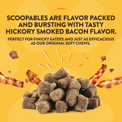NaturVet Scoopables Quiet Moments Dog Calming Aid for Dogs - Promotes Calm with Stressful Events Like Storms, Fireworks, Travel, Separation Anxiety - Hickory Smoked Bacon Flavored