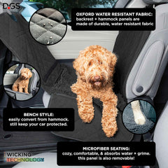 Dog Gone Smart Pet Products Single Backseat Dog Cover for Car - Highly Absorbent Microfiber Material w/Hammock Safety Feature - Durable Oxford Water-Proof Fabric (44In X 35 in)