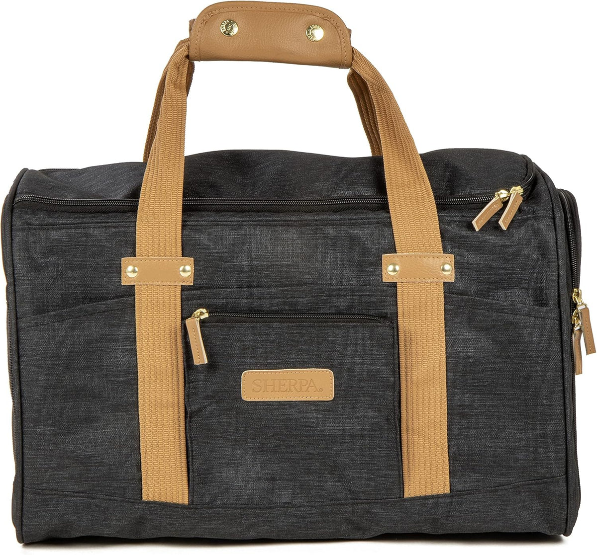 Sherpa Element Travel Pet Carrier, Airline Approved, Padded & Washable, Includes Mesh Windows & Spring Frame, Black and Tan, Large