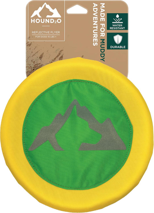 Playology Hound2O Outdoor Dog Toys Reflective Flyer | Durable Pet Toys for Medium and Large Dogs | Water-Resistant Dog Frisbee
