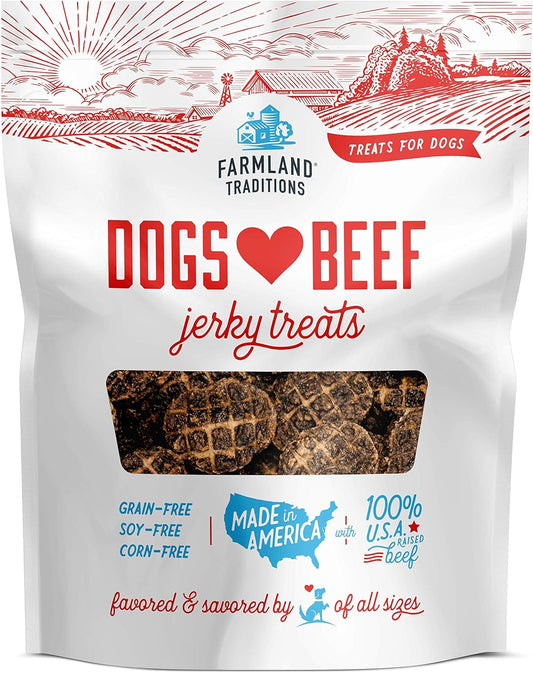 Farmland Traditions Dogs Love Beef Jerky Dog Treats with Only 4 Ingredients and No Fillers
