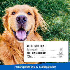 Flea & Tick Collar Plus for Dogs & Puppies |2 Pack |12-Month Protection |One Size Fits All Dogs & Puppies 12 Weeks and Older |Kills Fleas and Ticks |Repels Mosquitoes