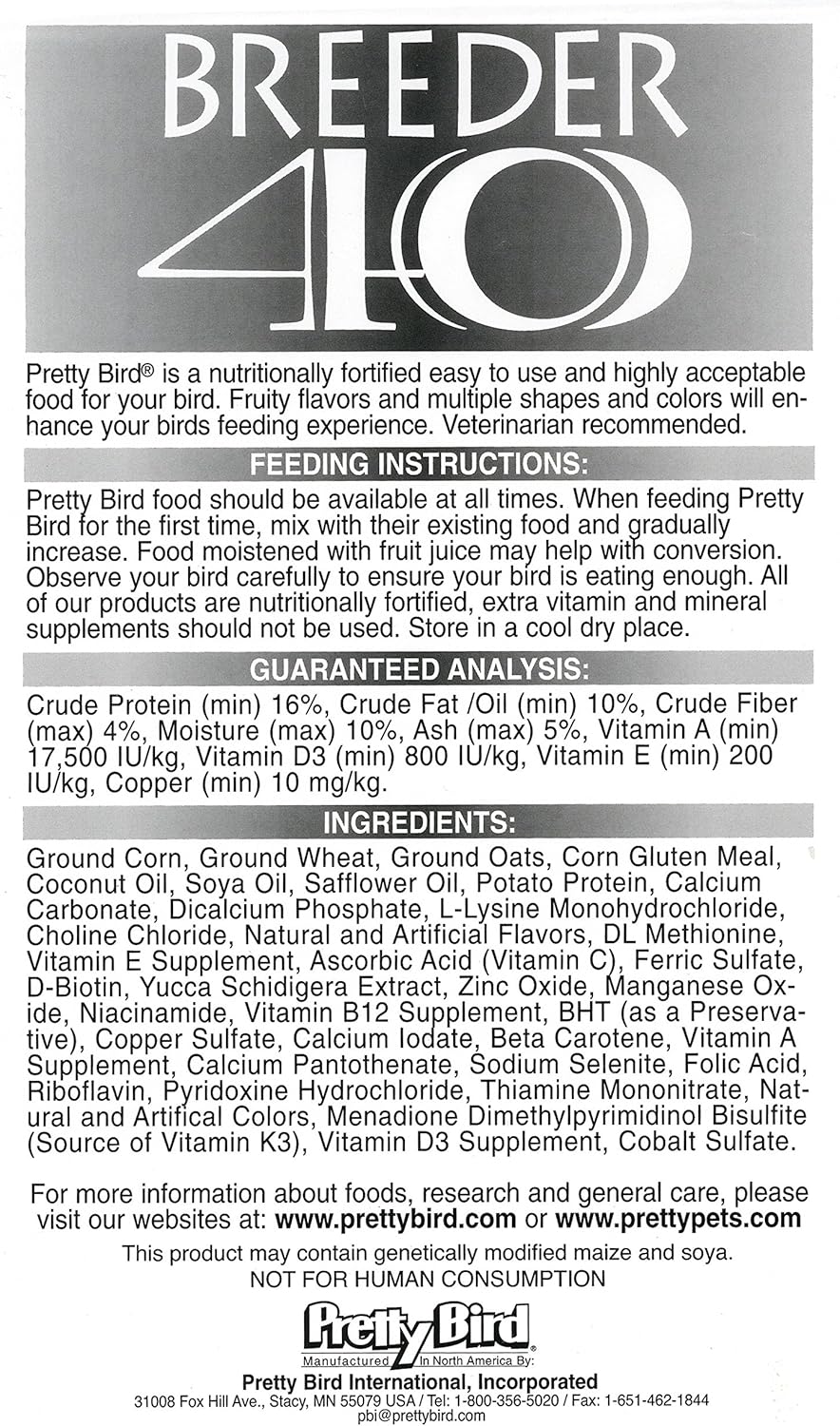 Pretty Bird Breeder Select Small Bird Food, 40 Lb.