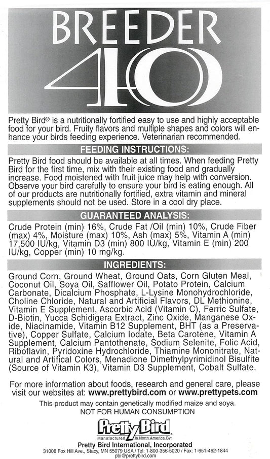 Pretty Bird Breeder Select Small Bird Food, 40 Lb.