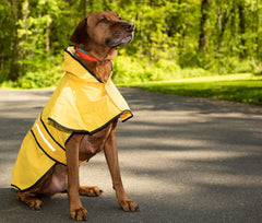 Fashion Pet Rainy Days Slicker - Yellow Dog Rain Jacket With Hood, Reflective Strip for Safety, Leash Hole & Adjustable Velcro Belly Strap, 100% Polyester Water Resistant Pet Raincoat