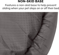 Furhaven 24" Round Calming Donut Dog Bed for Indoor Cats & Small Dogs, Washable, For Dogs Up to 20 lbs - Plush Velvet Waves Hooded Donut Bed