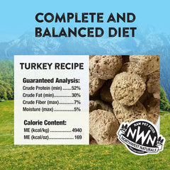 Northwest Naturals Freeze-Dried Turkey Dog Food - Bite-Sized Nuggets - Grain-Free, High-Protein, Raw Diet, Human-Grade, Limited Ingredients, All Natural, Healthy & Nutritious, Made in USA