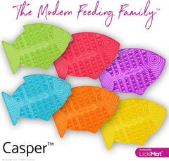LickiMat Casper, Fish-Shaped Cat Slow Feeders Lick Mat, Boredom Anxiety Reducer; Perfect for Food, Treats, Yogurt, or Peanut Butter. Fun Alternative to a Slow Feed Cat Bowl or Dish, Orange